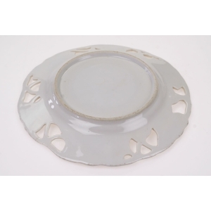 56987 BIEDERMEIER OWOCE RĘCZNIE MALOWANY AŻUROWY TALERZ ZABYTEK JABŁKO I WIŚNIE (5).JPG