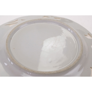 56987 BIEDERMEIER OWOCE RĘCZNIE MALOWANY AŻUROWY TALERZ ZABYTEK JABŁKO I WIŚNIE (6).JPG