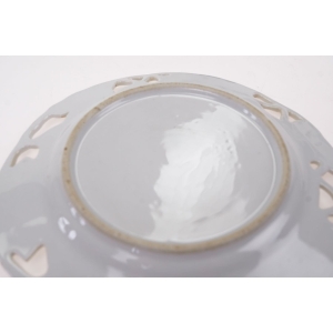 56986 BIEDERMEIER OWOCE RĘCZNIE MALOWANY AŻUROWY TALERZ ZABYTEK GRUSZKA I ORZECH (6).JPG