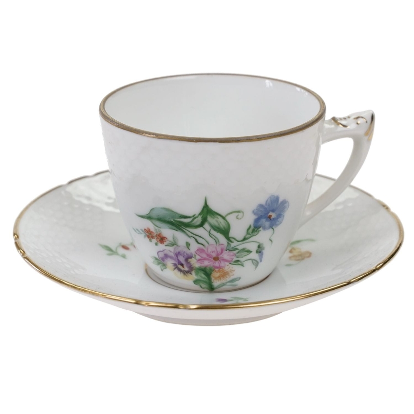 56957 BING &amp; GRONDAHL KOPENHAGA FILIŻANKA ZE SPODKIEM RĘCZNIE MALOWANE KWIATKI (1).jpg