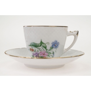 56957 BING &amp; GRONDAHL KOPENHAGA FILIŻANKA ZE SPODKIEM RĘCZNIE MALOWANE KWIATKI (2).JPG