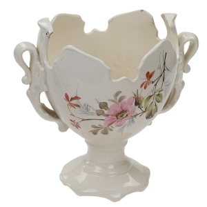 57004 STARA MAJOLIKA DONICA ŻARDINIERA OSŁONKA NA DONICZKĘ KWIATY RĘCZNIE MALOWANE (1).jpg