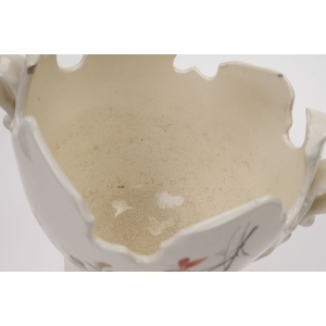 57004 STARA MAJOLIKA DONICA ŻARDINIERA OSŁONKA NA DONICZKĘ KWIATY RĘCZNIE MALOWANE (4).JPG