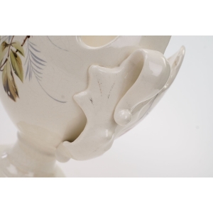 57004 STARA MAJOLIKA DONICA ŻARDINIERA OSŁONKA NA DONICZKĘ KWIATY RĘCZNIE MALOWANE (5).JPG