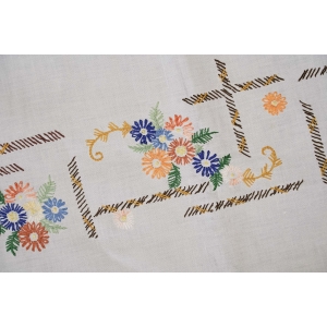 57061 RĘCZNIE HAFTOWANY OBRUS KOLOROWE KWIATUSZKI W STYLU WIEJSKIM 145 X 118 CM (2).JPG