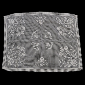 STYLIZOWANY KORONKOWY NICIANY OBRUS W KWIATKI 133 X 105 CM