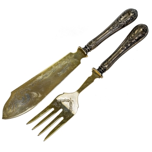 SZTUĆCE SERWINGOWE ZESTAW DO RYB TRZONKI SREBRO PRÓBA 800