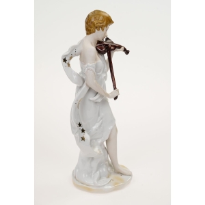57440 DUŻA PORCELANOWA RĘCZNIE MALOWANA FIGURKA SKRZYPACZKI DZIEWCZYNY GRAJĄCEJ NA SKRZYPCACH (3).JPG