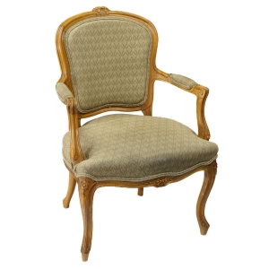57513 STYLIZOWANY FOTEL KRZESŁO FOTEL Z PODŁOKIETNIKAMI ZIELONO-BEŻOWA ZŁOCISTA TAPICERKA (1).JPG