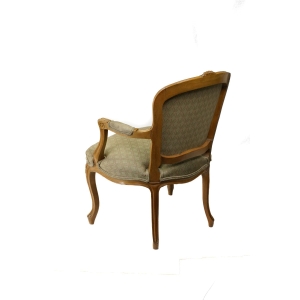 57513 STYLIZOWANY FOTEL KRZESŁO FOTEL Z PODŁOKIETNIKAMI ZIELONO-BEŻOWA ZŁOCISTA TAPICERKA (3).JPG