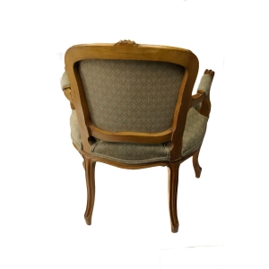 57513 STYLIZOWANY FOTEL KRZESŁO FOTEL Z PODŁOKIETNIKAMI ZIELONO-BEŻOWA ZŁOCISTA TAPICERKA (5).JPG