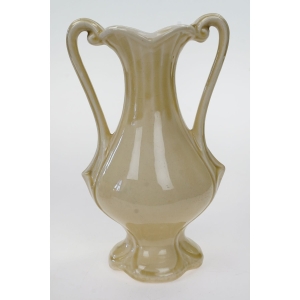 57563 STARA MAJOLIKA DONICA WAZON Z USZAMI FIOLETOWE KWIATY (5).JPG