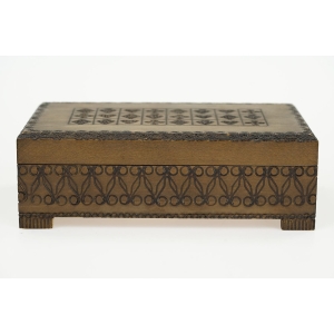 57700 CEPELIA SZKATUŁKA KUFEREK MILENIUM KRAKÓW DREWNIANE PUDEŁKO KASETKA NA KARTY (2).JPG