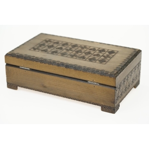 57700 CEPELIA SZKATUŁKA KUFEREK MILENIUM KRAKÓW DREWNIANE PUDEŁKO KASETKA NA KARTY (5).JPG