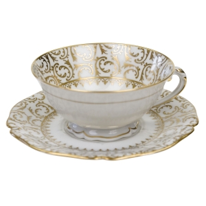 BERNARDAUD LIMOGES FILIŻANKA ZE SPODKIEM ZŁOTE WZORY