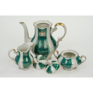 57796 ALKA-KUNST KOŚĆ SŁONIOWA ZIELEŃ I ZŁOTE WZORY GARNITUR DO KAWY (4).JPG