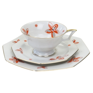 57904 THOMAS ROSENTHAL ŚLICZNA ŚNIADANIÓWKA W STYLU ART-DECO POMARAŃCZOWE KWIATY (1).jpg