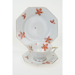 57904 THOMAS ROSENTHAL ŚLICZNA ŚNIADANIÓWKA W STYLU ART-DECO POMARAŃCZOWE KWIATY (4).JPG
