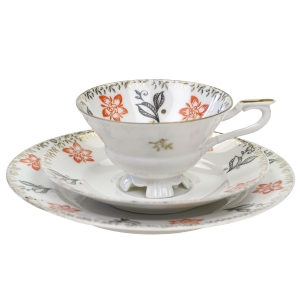 TILLOWITZ EPOS TUŁOWICE POMARAŃCZOWE KWIATY I CZARNE LIŚCIE ŚNIADANIÓWKA