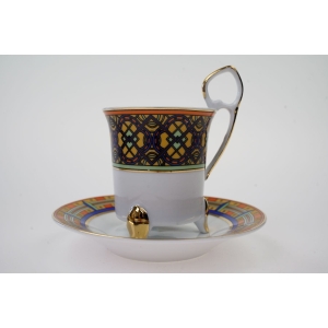 58075 LIMOGES STYLE ŚLICZNA MOKKA NA NOŻKACH ZE SPODKIEM KOLOROWE SZLACZKI (2).JPG
