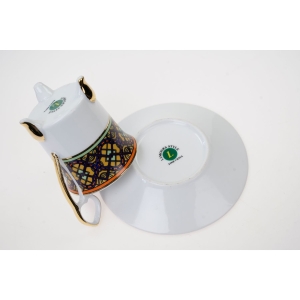 58075 LIMOGES STYLE ŚLICZNA MOKKA NA NOŻKACH ZE SPODKIEM KOLOROWE SZLACZKI (5).JPG