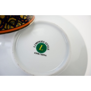 58075 LIMOGES STYLE ŚLICZNA MOKKA NA NOŻKACH ZE SPODKIEM KOLOROWE SZLACZKI (6).JPG