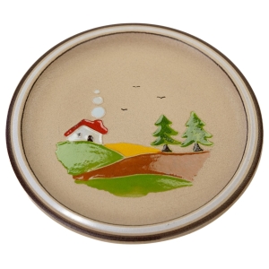 58450 S. MORA ŚLICZNY TALERZ PATERA NA ŚCIANĘ PEJZAŻ Z DOMKIEM (1).JPG