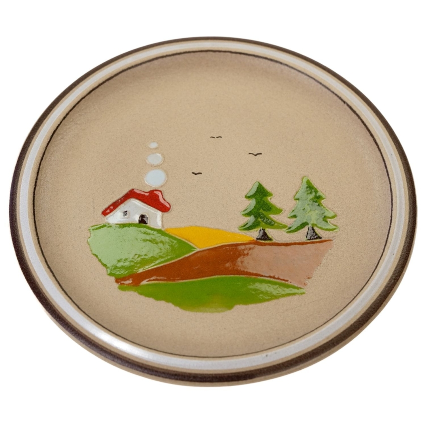 58450 S. MORA ŚLICZNY TALERZ PATERA NA ŚCIANĘ PEJZAŻ Z DOMKIEM (1).JPG