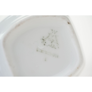 58462 LIMOGES CHARLES MARTIN STARY PORCELANOWY KUCHENNY POJEMNIK NA LIŚCIE LAUROWE W WISIENKI (5).JPG