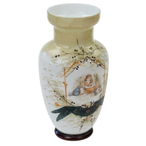 SECESYJNY WAZON RĘCZNIE MALOWANY EMALIĄ Z BAWIĄCYMI SIĘ DZIEĆMI FRANCJA?