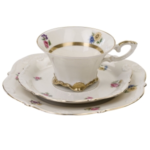 HUTSCHENREUTHER CUDOWNE TRIO KOŚĆ SŁONIOWA KOLOROWE KWIATUSZKI