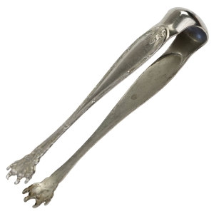 PLATEROWANE SREBREM ZABYTKOWE SZCZYPCE DO CUKRU SZPONY PAZURKI