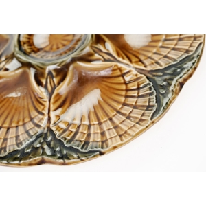 58766 SARREGUEMINES MAJOLIKA CUDOWNA PATERA NA OSTRYGI SKORUPIAKI (3).JPG