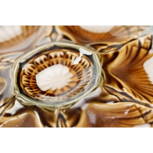 58766 SARREGUEMINES MAJOLIKA CUDOWNA PATERA NA OSTRYGI SKORUPIAKI (4).JPG