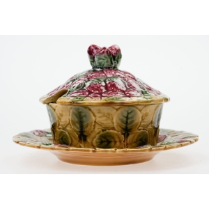 58767 SARREGUEMINES MAJOLIKA CUDOWNY OWOCOWY POJEMNIK NA KONFITURY TRUSKAWKI (2).JPG