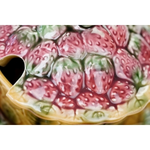 58767 SARREGUEMINES MAJOLIKA CUDOWNY OWOCOWY POJEMNIK NA KONFITURY TRUSKAWKI (3).JPG