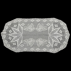 SZYDEŁKO OWALNY BIEŻNIK LAUFER W MOTYLKI W BIELI 89 X 45 CM