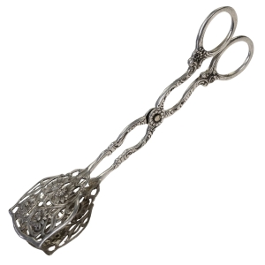 SREBRO PRZEPIĘKNE SZCZYPCE DO CIASTEK AŻUROWE KWIATY WAGA 52,7 G