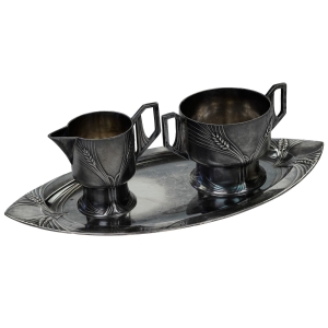 58994 WMF PLATEROWANY ZESTAW CUKIERNICA I MLECZNIK NA TACY KŁOSY ZBÓŻ ART-DECO (1).jpg