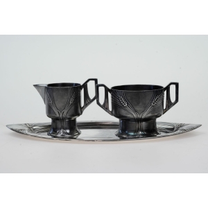 58994 WMF PLATEROWANY ZESTAW CUKIERNICA I MLECZNIK NA TACY KŁOSY ZBÓŻ ART-DECO (2).JPG