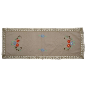 59260 BEŻOWY HAFTOWANY BIEŻNIK SERWETA KWIATY HAFT WYPUKŁY 135 X 50 CM (1).jpg