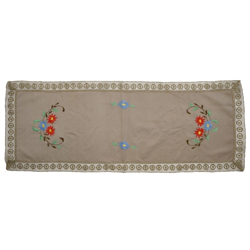 59260 BEŻOWY HAFTOWANY BIEŻNIK SERWETA KWIATY HAFT WYPUKŁY 135 X 50 CM (1).jpg