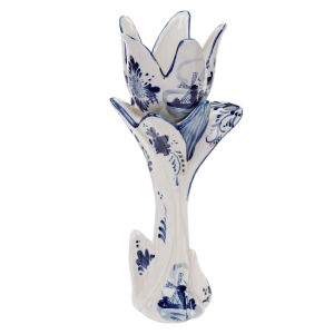 59368 DELFT INTRYGUJĄCY DWUCZĘŚCIOWY ŚWIECZNIK TULIPAN Z WIATRAKAMI KOBALTEM DEKOROWANY (1).jpg