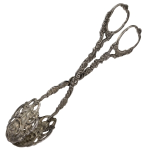 SREBRO PRZEPIĘKNE SZCZYPCE DO CIASTEK AŻUROWE Z RÓŻĄ WAGA 4,67 G PRÓBA 800