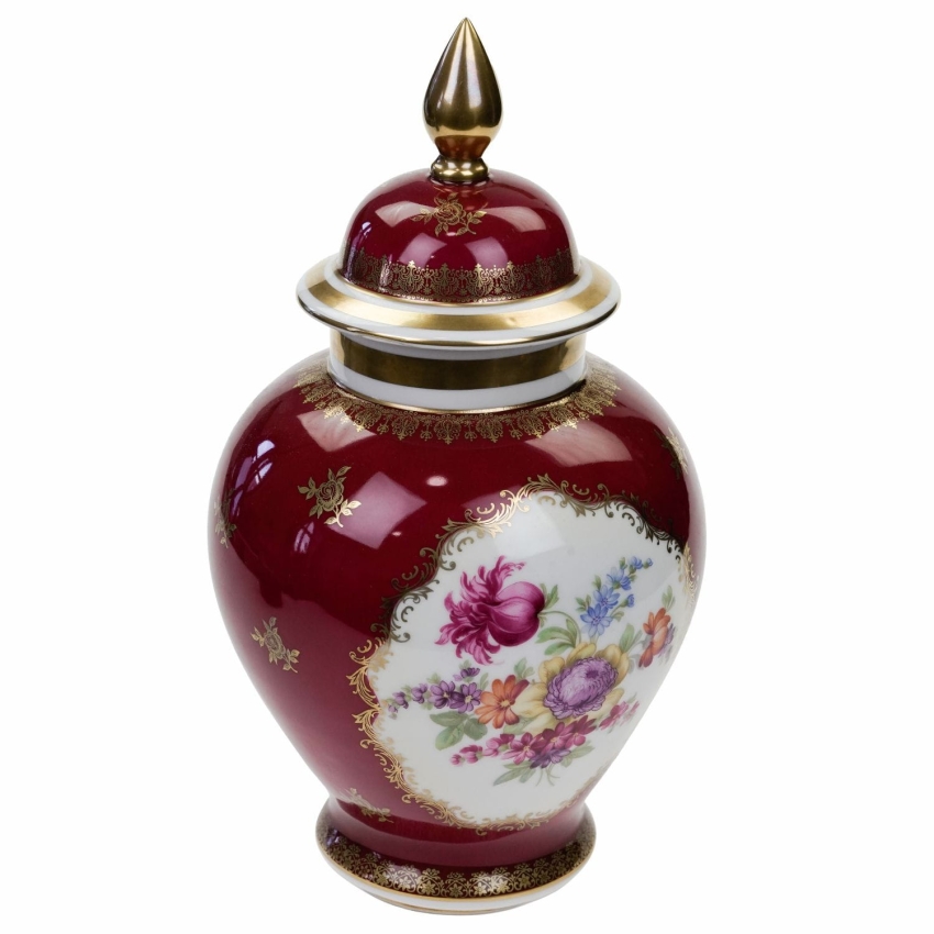 59873 SCHUMANN VIEUX MEISSEN CUDOWNA AMFORA URNA Z POKRYWĄ KWIATY (1).jpg