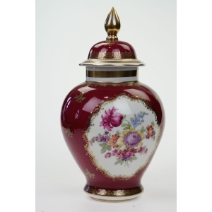 59873 SCHUMANN VIEUX MEISSEN CUDOWNA AMFORA URNA Z POKRYWĄ KWIATY (2).JPG