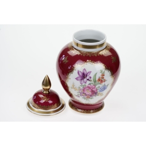 59873 SCHUMANN VIEUX MEISSEN CUDOWNA AMFORA URNA Z POKRYWĄ KWIATY (3).JPG