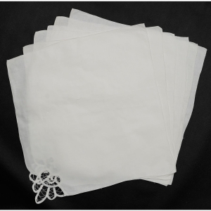 60430 KOMPLET SZEŚCIU BIAŁYCH SERWET PŁÓTNO I KORONKA BRUKSELSKA (5).JPG