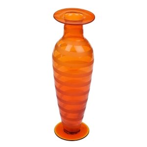 POMARAŃCZOWY ZMUKŁY WAZON NA STOPIE Z MATOWĄ DEKORACJĄ