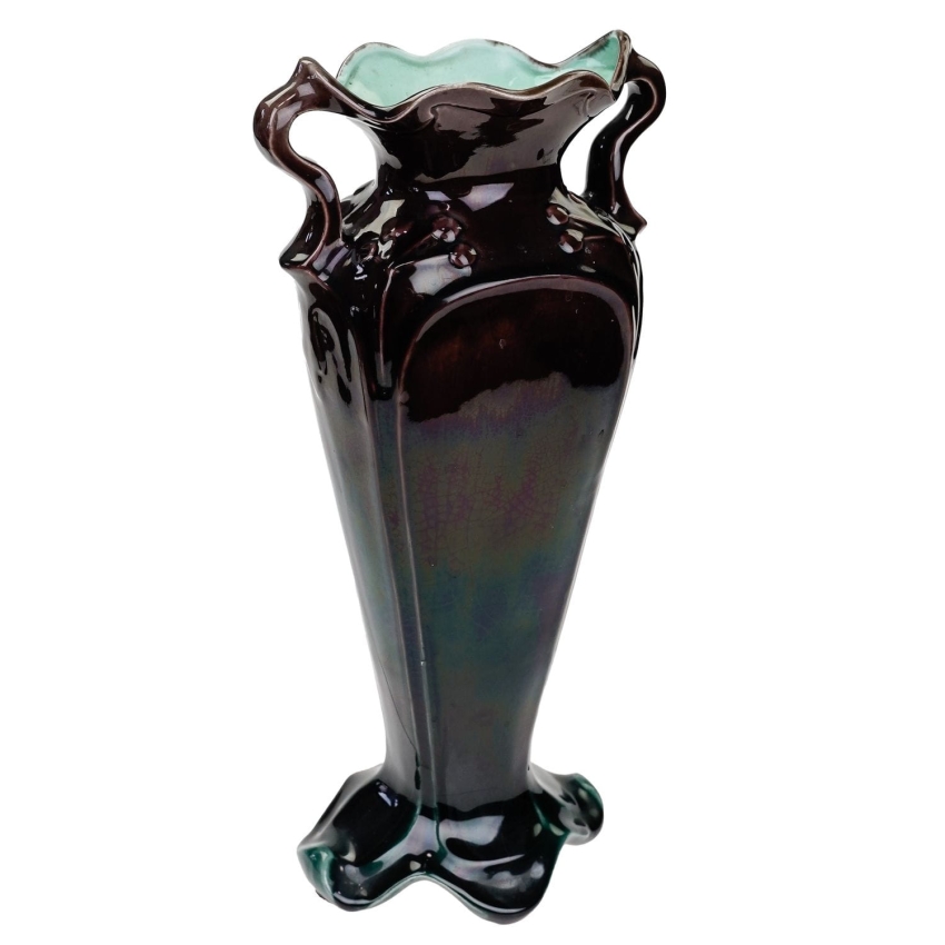 60504 ART NOUVEAU SECESJA FANTASTYCZNY WAZON Z USZAMI MAJOLIKA (1).jpg
